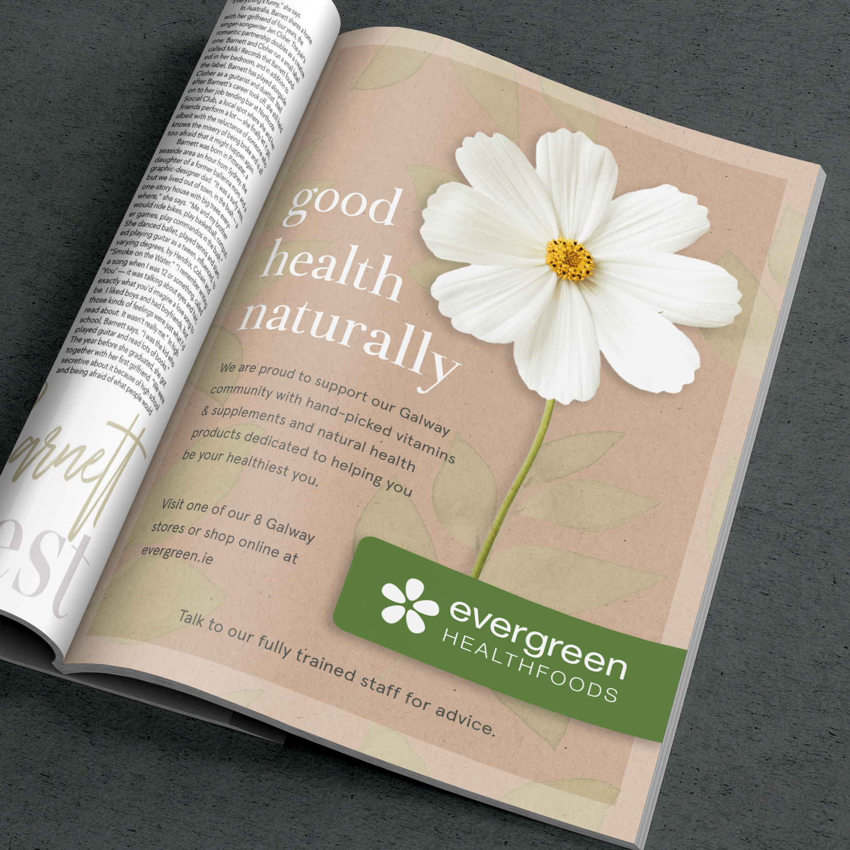 Magazine Advertisement for Evergreen Healthfoods