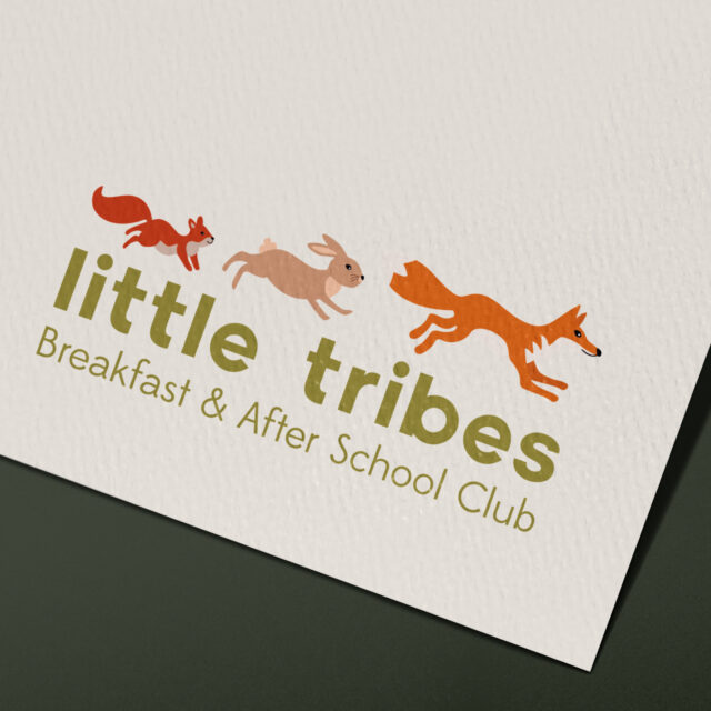 Logo design shows a squirrel, rabbit and fox chasing each other.